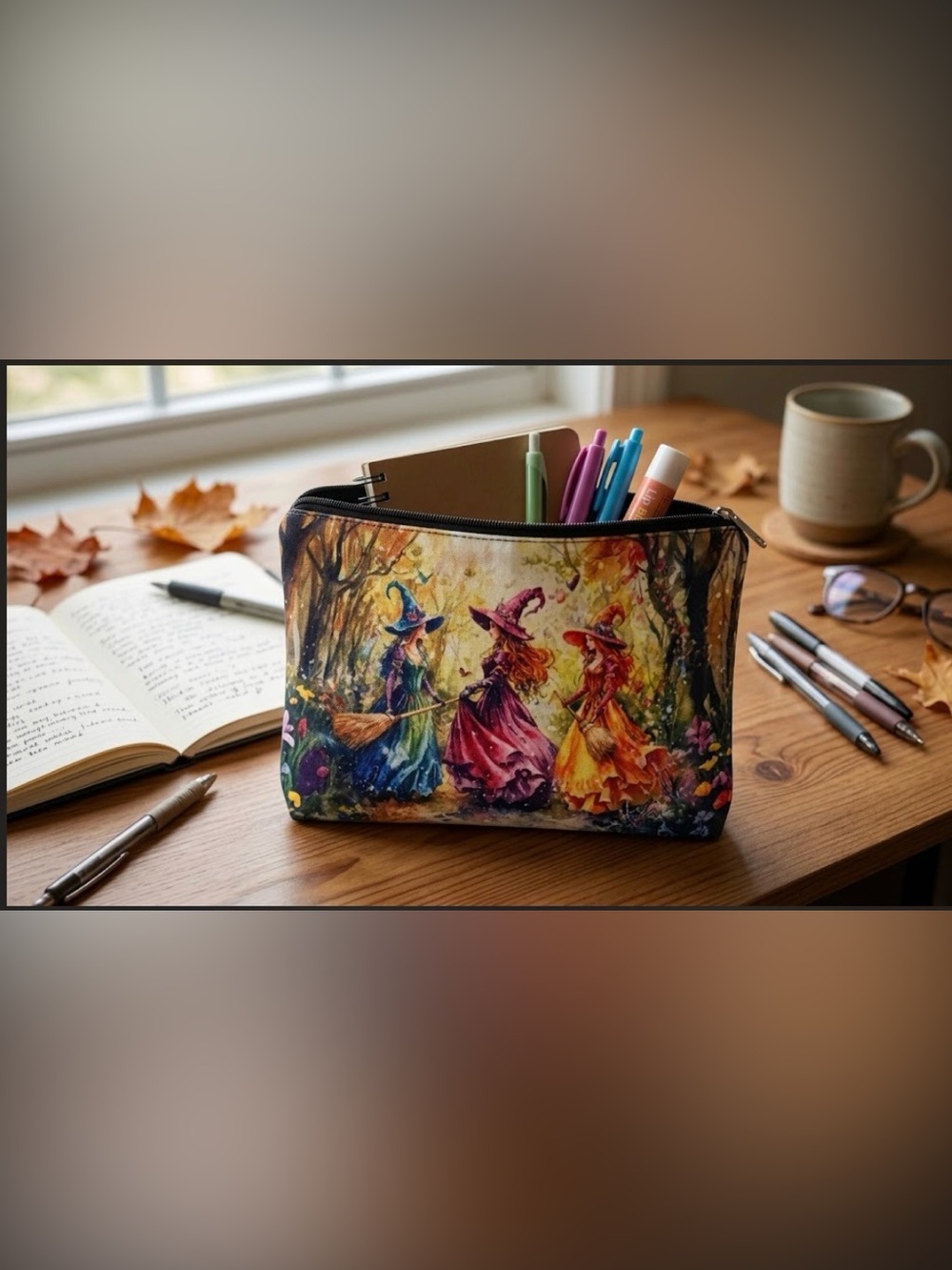 Witch Trio Canvas Cosmetic Bag